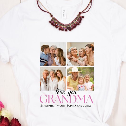 Custom 4 Photo Collage for Grandma  T-shirt