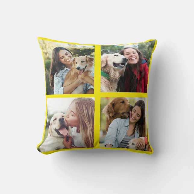 Custom 4 Photo Collage Gift for Dog Lovers  Pet  Kussen (Voorkant)