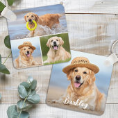 Custom 4 Photo Collage Modern Pet Puppy Hondenlief Sleutelhanger