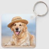 Custom 4 Photo Collage Modern Pet Puppy Hondenlief Sleutelhanger (Achterkant)