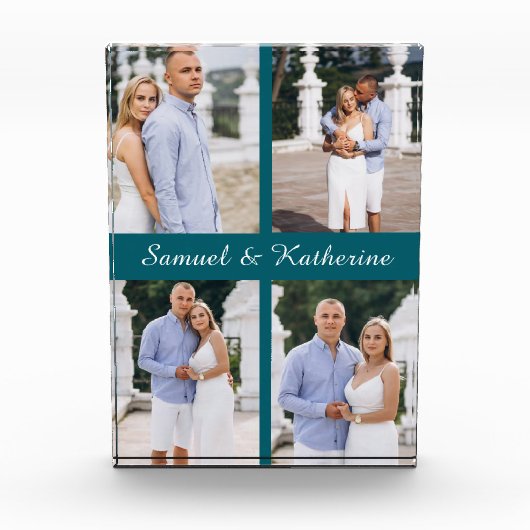 Custom 4 Photo Collage Script Names Photo Block Fotoblokken (Voorkant)