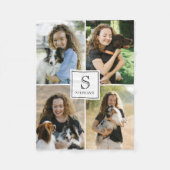 Custom 4 Photo Collage with Monogram and Name Fleece Deken (Voorkant)
