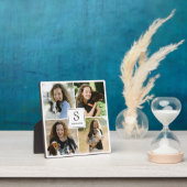 Custom 4 Photo Collage with Monogram and Name Fotoplaat (Insitu)