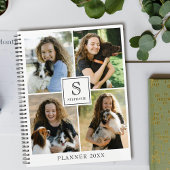 Custom 4 Photo Collage with Text, Monogram & Name Planner