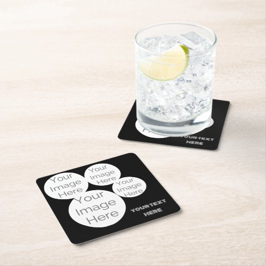 custom 4 photo text template black kartonnen onderzetters (Insitu)