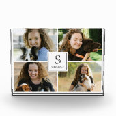 Custom 4 Picture Collage with Monogram and Name   Fotoblokken (Voorkant)