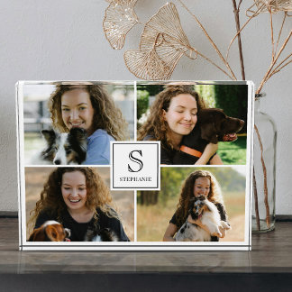 Custom 4 Picture Collage with Monogram and Name Fotoblokken