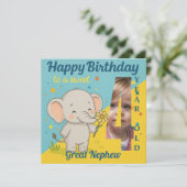 Custom 4th Birthday Elephant Sweet Your Photo Card Kaart (Staand voorkant)