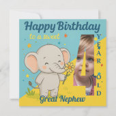 Custom 4th Birthday Elephant Sweet Your Photo Card Kaart (Voorkant)