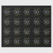 Custom 50 and Fabulous Gold Black 50th Birthday Cadeaupapier (Vlak)