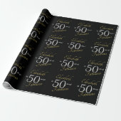 Custom 50 and Fabulous Gold Black 50th Birthday Cadeaupapier (Uitgerold)