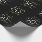 Custom 50 and Fabulous Gold Black 50th Birthday Cadeaupapier (Hoek)