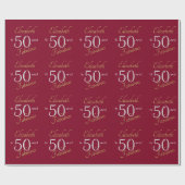 Custom 50 en Fabulous Gold Red 50ste verjaardag Cadeaupapier (Vlak)