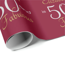 Custom 50 en Fabulous Gold Red 50ste verjaardag Cadeaupapier