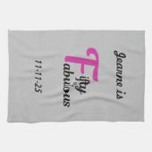 Custom 50 en Fabulous Happy Fiftieth Verjaardag Theedoek (Horizontaal)