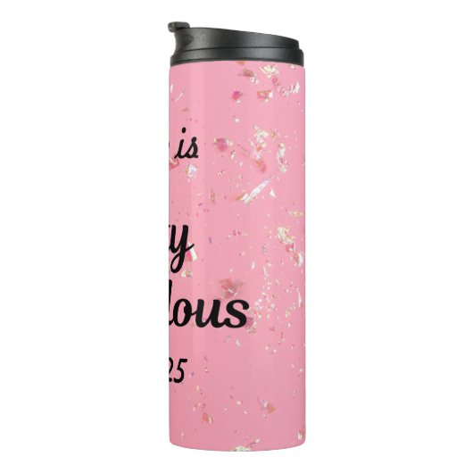 Custom 50 en Fabulous Happy Fiftieth Verjaardag Thermosbeker (Geroteerd rechts)