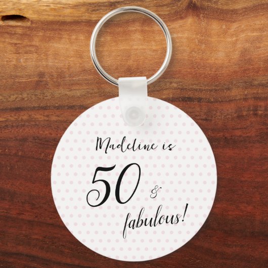 Custom 50 en fabulous Roze Zwart 50ste verjaardag Sleutelhanger (Achterkant)
