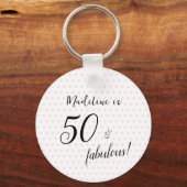 Custom 50 en fabulous Roze Zwart 50ste verjaardag Sleutelhanger (Voorkant)