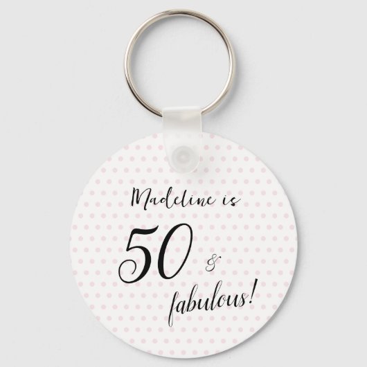 Custom 50 en fabulous Roze Zwart 50ste verjaardag Sleutelhanger (Achterkant)