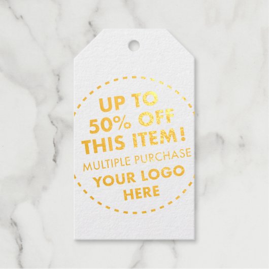 Custom 50% OFF Bulk Koop Kortingsbagage Goud Cadeaulabels (Voorkant)