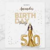 Custom, 50ste verjaardag, welkomstbord wijn etiket (Enkel label)