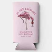 Custom 50th Birthday 50 and Fabulous Flamingo Seltzer Blikjeskoeler (Achterkant)