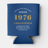 Custom 50th Birthday Blue Gold With Photo Blikjeskoeler (Voorkant)