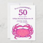 Custom 50th Birthday Bold Pink Crab Seafood Pun Kaart (Voorkant)