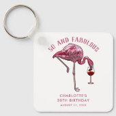 Custom 50th Birthday Flamingo Favors Swag Sleutelhanger (Voorkant)