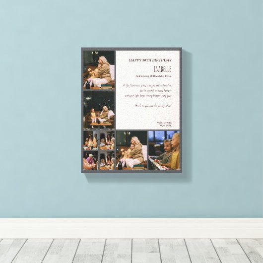 Custom 50th Birthday Photo Collage Canvas Print (Insitu (Houten vloer))
