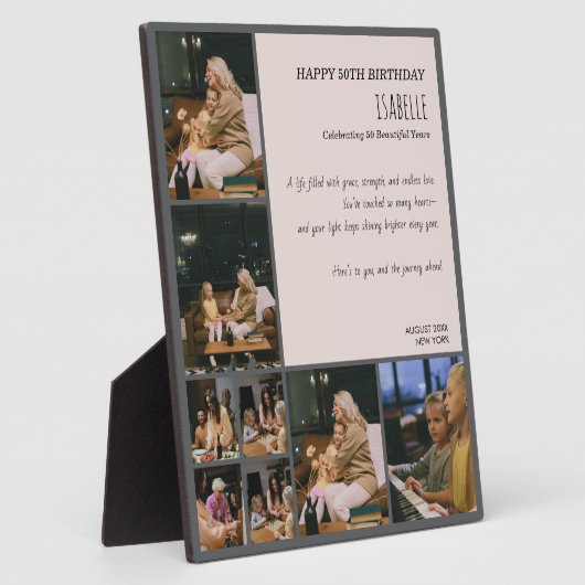 Custom 50th Birthday Photo Collage Plaque Fotoplaat (Zijkant)