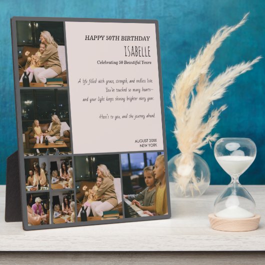 Custom 50th Birthday Photo Collage Plaque Fotoplaat (Zijkant)
