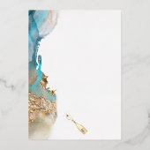 Custom 50th W Jubileum Blauwgroen en Goud Abstract Folie Feestdagenkaart (Achterkant)