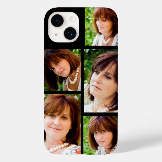 Custom 5 fotocollage Sjabloon zwart Case-Mate iPhone Case (Achterkant)