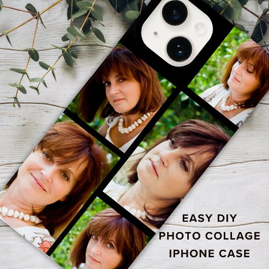 Custom 5 fotocollage Sjabloon zwart Case-Mate iPhone Case