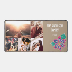 Custom 5 Photo Collage Kleurrijke Boheemse Bloem Bureaumat