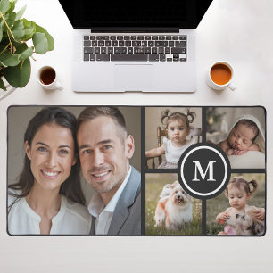 Custom 5 Photo Collage Zwart Familie Bureaumat