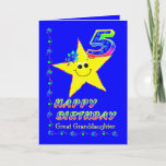 Custom 5th Birthday Stars for Great Granddaughter Kaart<br><div class="desc">Cute yellow stars with colorful flowers and numbers for great granddaughter's 5th birthday. Name of Famy member or friend may be added in template.  Origineel design by Anura Design Studio.</div>