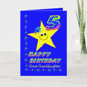 Custom 5th Birthday Stars for Great Granddaughter Kaart