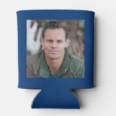 Custom 60th Birthday Blue Gold With Photo Blikjeskoeler (Achterkant)