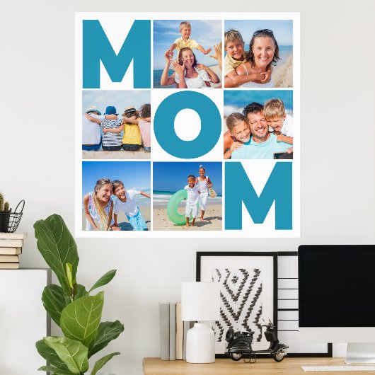 Custom 6 Fotocollage voor Mam – Modern Kantoor Art Poster (Thuiskantoor)
