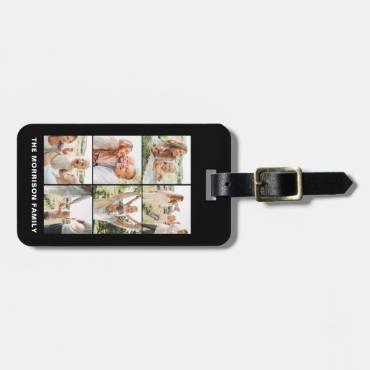 Custom 6 Fotonaam Instagram Bagagelabel (Voorkant horizontaal)