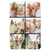 Custom 6 Photo Black Collage Modern Simple  Magneet (Verticaal)