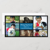 Custom 6 Photo Collage Christmas Blue Feestdagenkaart (Voorkant / Achterkant)