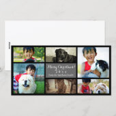 Custom 6 Photo Collage Christmas Grey Feestdagenkaart (Voorkant / Achterkant)