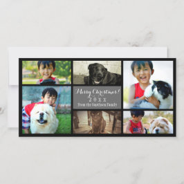 Custom 6 Photo Collage Christmas Grey Feestdagenkaart