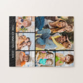 Custom 6 Photo Collage Family Name Minimalist  Legpuzzel (Horizontaal)