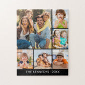 Custom 6 Photo Collage Family Name Minimalist  Legpuzzel (Verticaal)