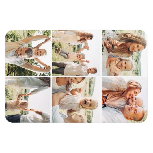 Custom 6 Photo Collage Modern Simple  Magneet (Horizontaal)