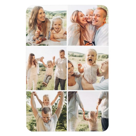 Custom 6 Photo Collage Modern Simple  Magneet (Verticaal)